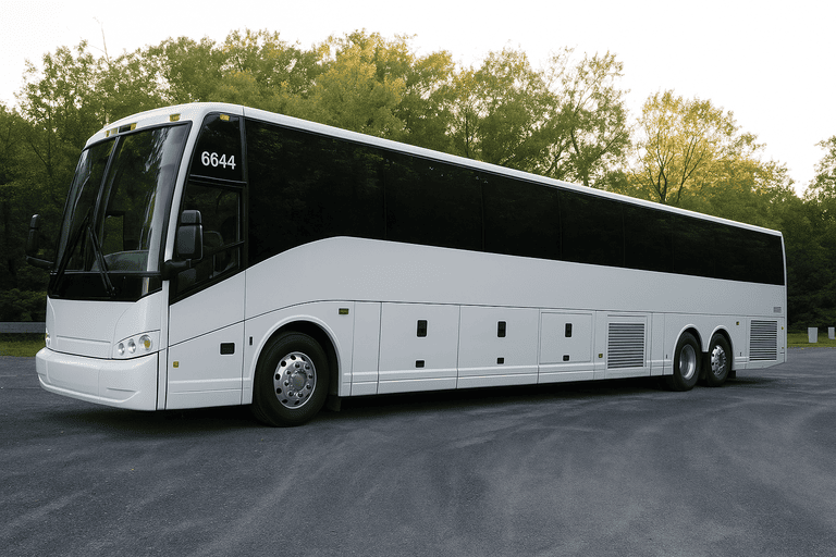 exterior of Charter Bus Rental Carlsbad coach bus
